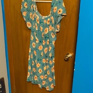 Floral Mini Dress in Blue and Pink